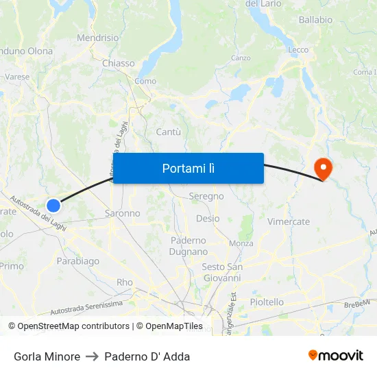 Gorla Minore to Paderno D' Adda map