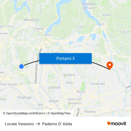 Locate Varesino to Paderno D' Adda map