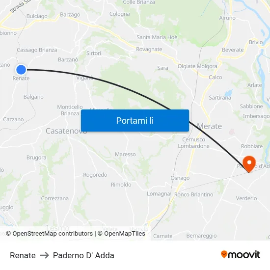 Renate to Paderno D' Adda map