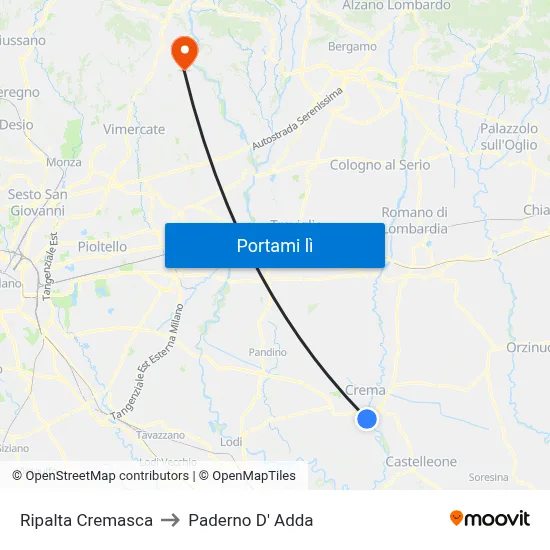 Ripalta Cremasca to Paderno D' Adda map