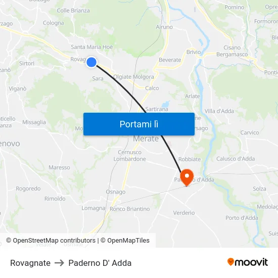 Rovagnate to Paderno D' Adda map