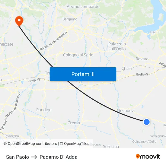 San Paolo to Paderno D' Adda map