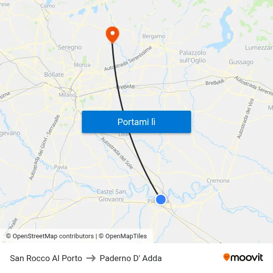 San Rocco Al Porto to Paderno D' Adda map