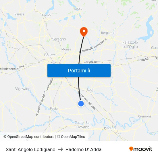Sant' Angelo Lodigiano to Paderno D' Adda map