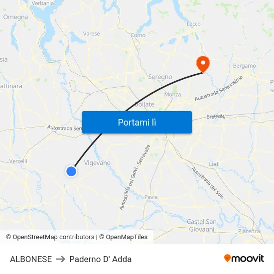 ALBONESE to Paderno D' Adda map