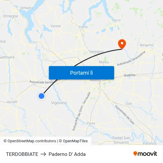 TERDOBBIATE to Paderno D' Adda map
