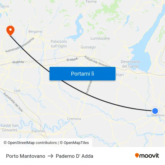 Porto Mantovano to Paderno D' Adda map