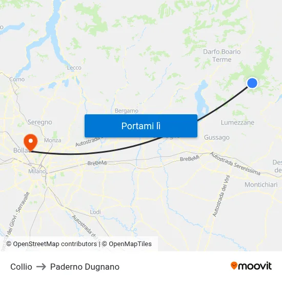 Collio to Paderno Dugnano map