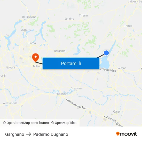Gargnano to Paderno Dugnano map