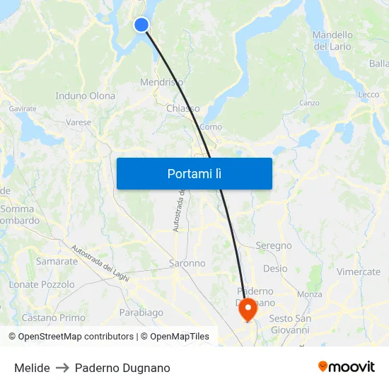 Melide to Paderno Dugnano map