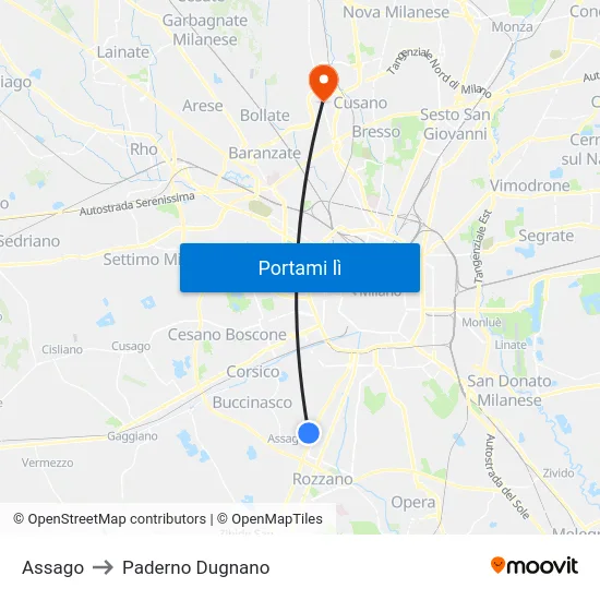 Assago to Paderno Dugnano map