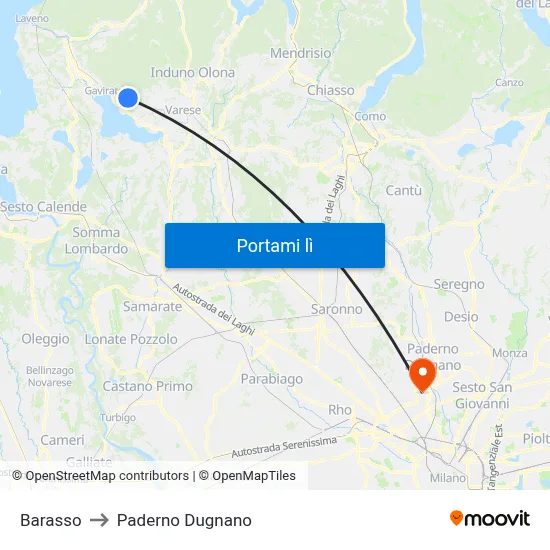 Barasso to Paderno Dugnano map