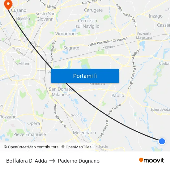 Boffalora D' Adda to Paderno Dugnano map