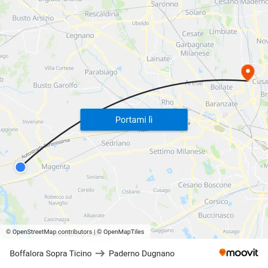 Boffalora Sopra Ticino to Paderno Dugnano map