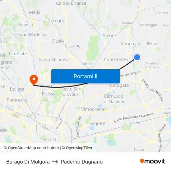 Burago Di Molgora to Paderno Dugnano map