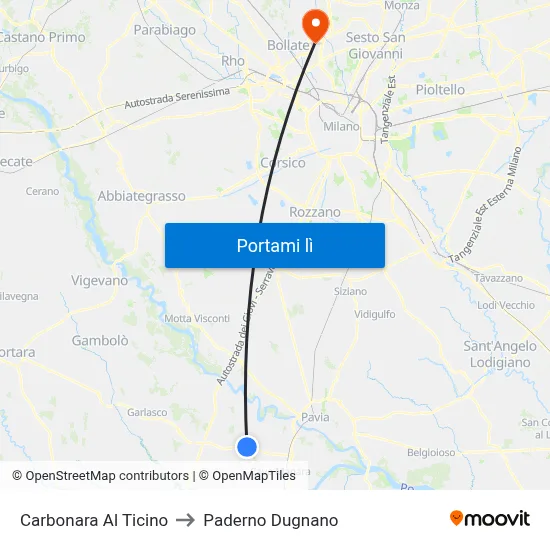 Carbonara Al Ticino to Paderno Dugnano map