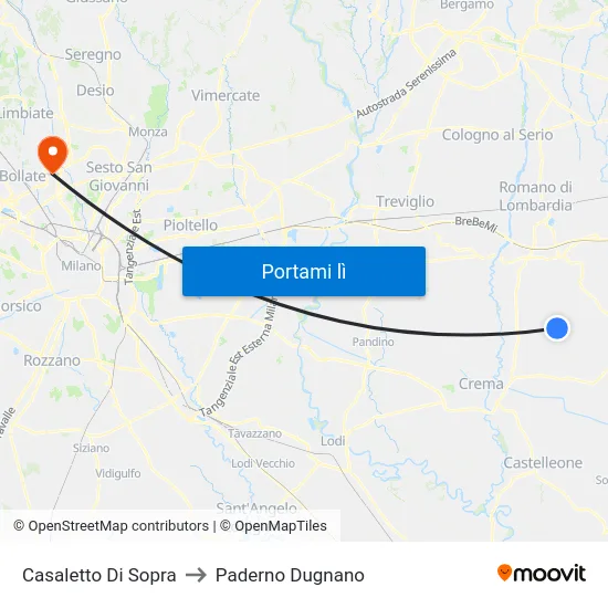 Casaletto Di Sopra to Paderno Dugnano map