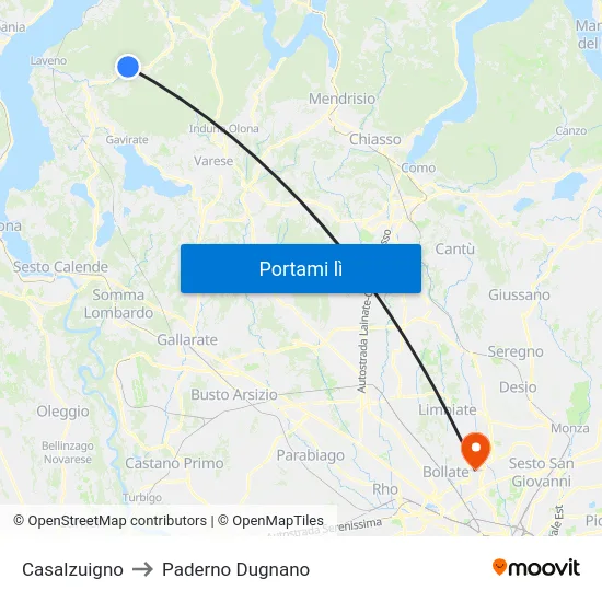Casalzuigno to Paderno Dugnano map