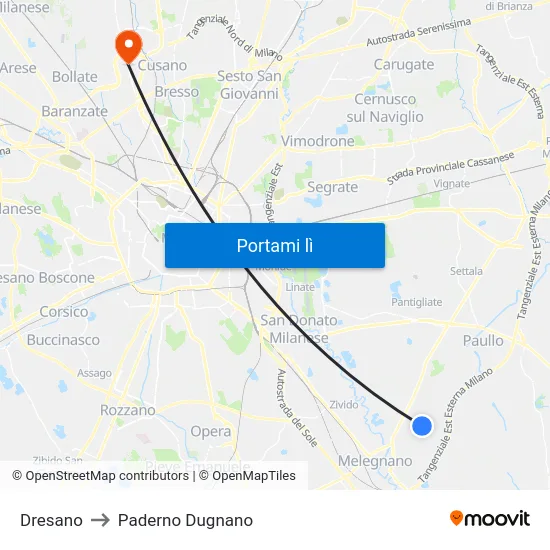 Dresano to Paderno Dugnano map