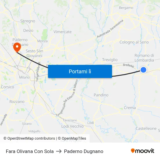 Fara Olivana Con Sola to Paderno Dugnano map