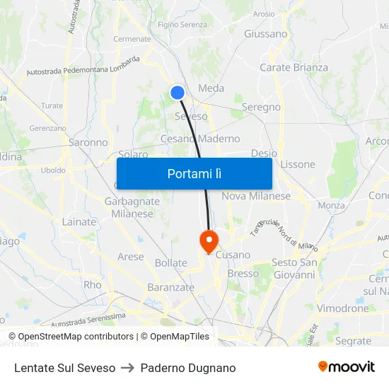 Lentate Sul Seveso to Paderno Dugnano map