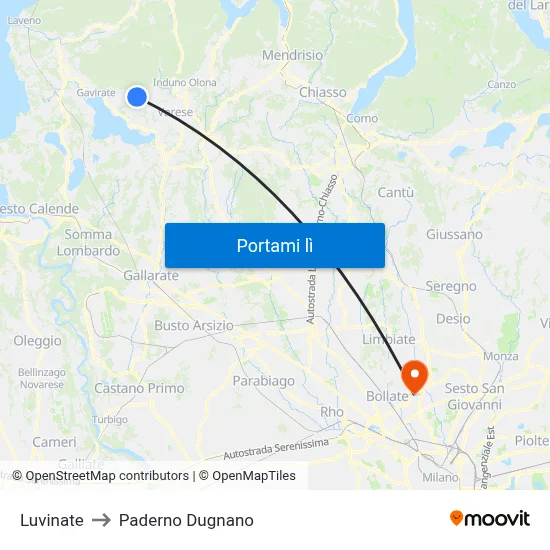 Luvinate to Paderno Dugnano map