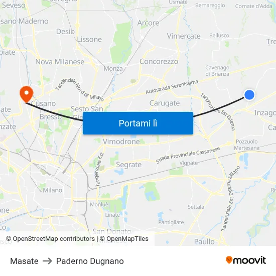 Masate to Paderno Dugnano map