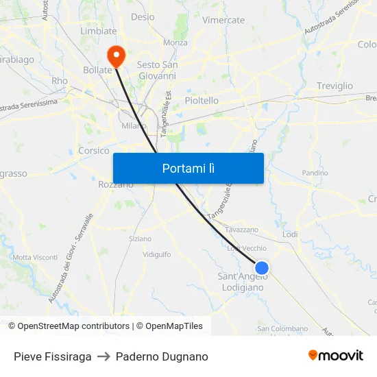 Pieve Fissiraga to Paderno Dugnano map