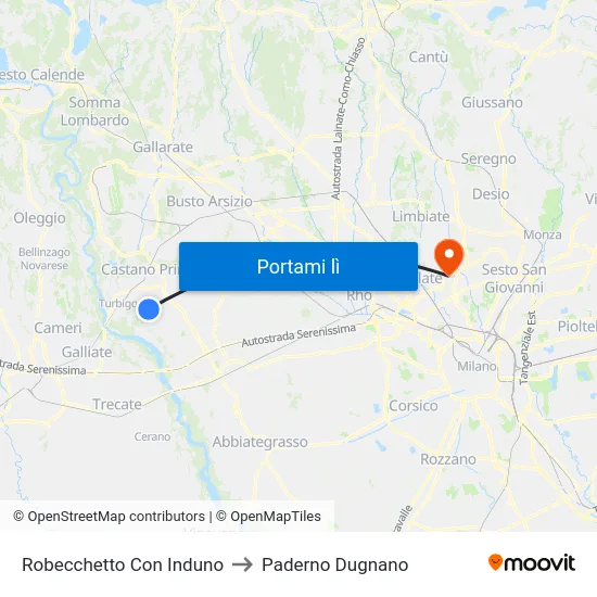 Robecchetto Con Induno to Paderno Dugnano map