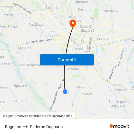 Rognano to Paderno Dugnano map