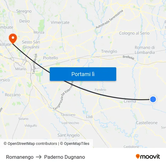 Romanengo to Paderno Dugnano map