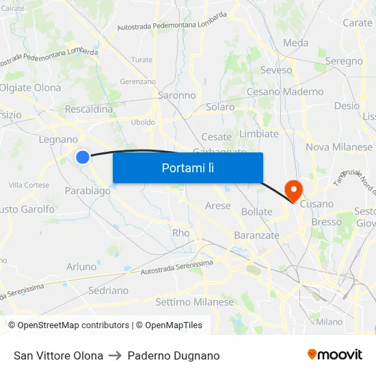 San Vittore Olona to Paderno Dugnano map