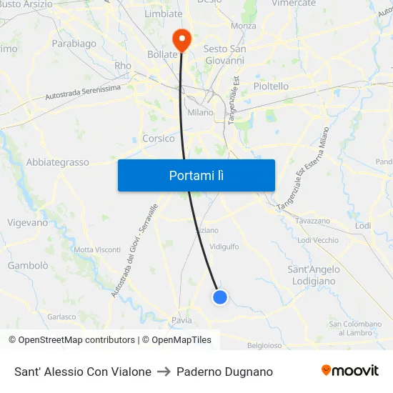 Sant' Alessio Con Vialone to Paderno Dugnano map