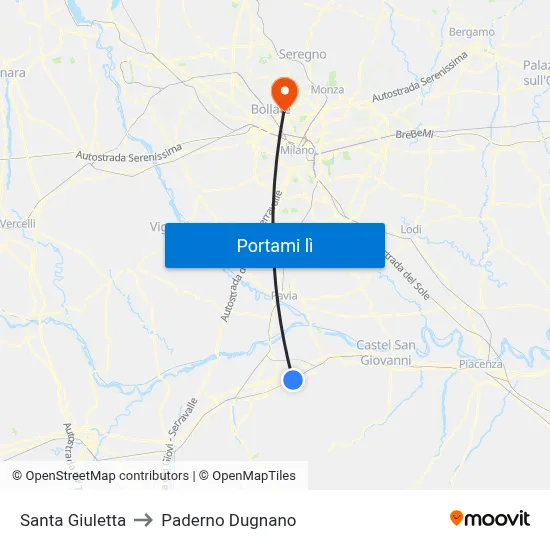 Santa Giuletta to Paderno Dugnano map