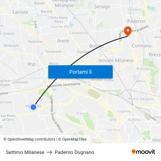 Settimo Milanese to Paderno Dugnano map