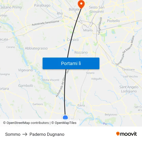 Sommo to Paderno Dugnano map