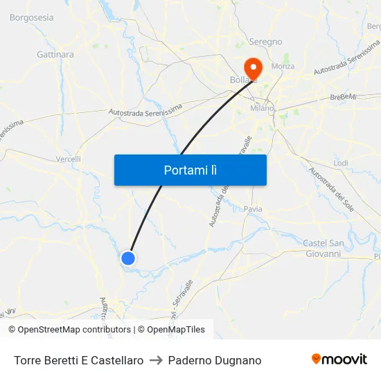 Torre Beretti E Castellaro to Paderno Dugnano map