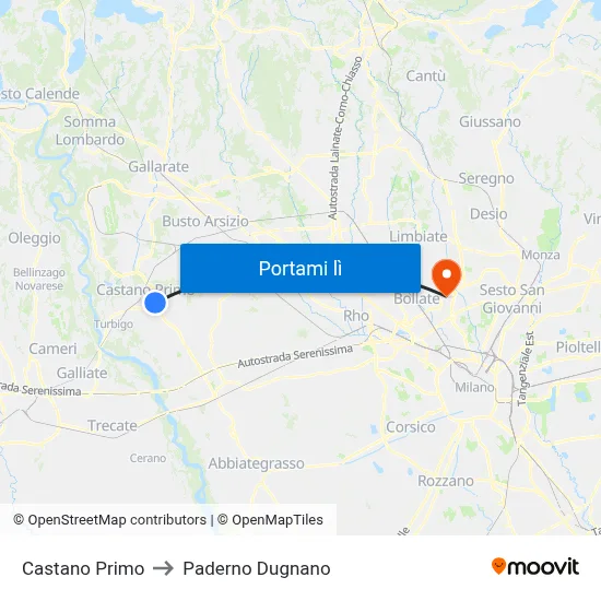Castano Primo to Paderno Dugnano map