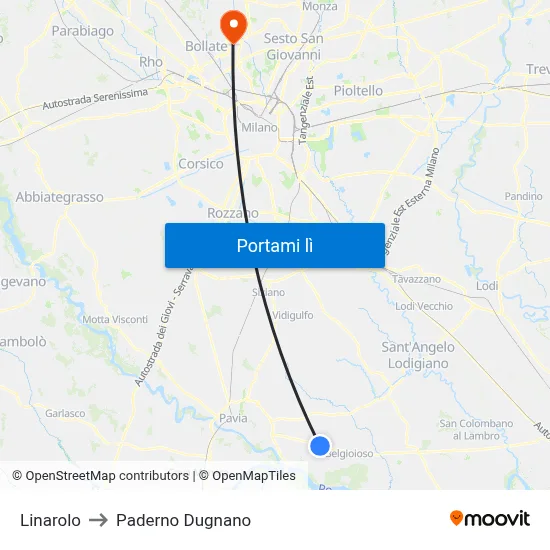 Linarolo to Paderno Dugnano map