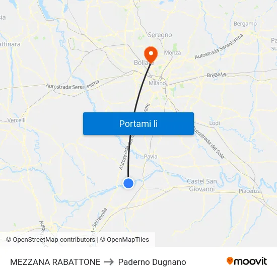 MEZZANA RABATTONE to Paderno Dugnano map