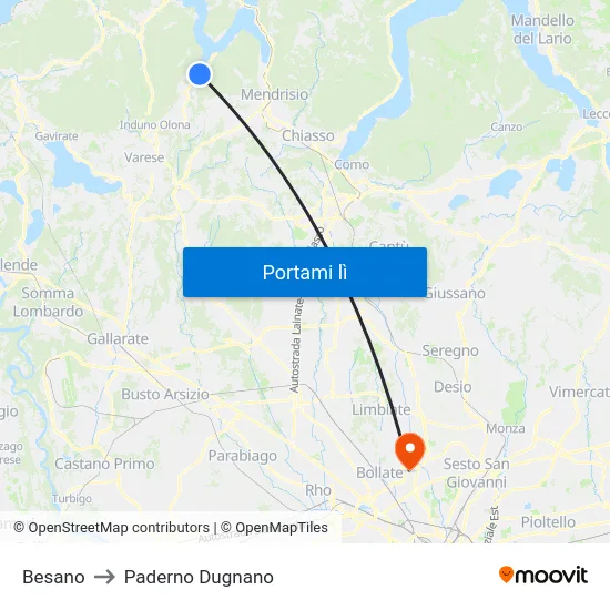 Besano to Paderno Dugnano map