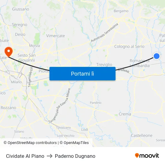 Cividate Al Piano to Paderno Dugnano map