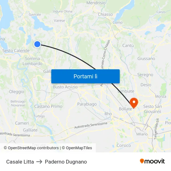 Casale Litta to Paderno Dugnano map