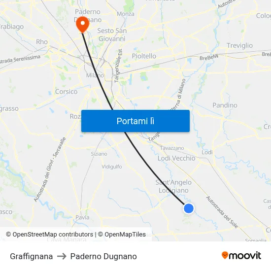 Graffignana to Paderno Dugnano map