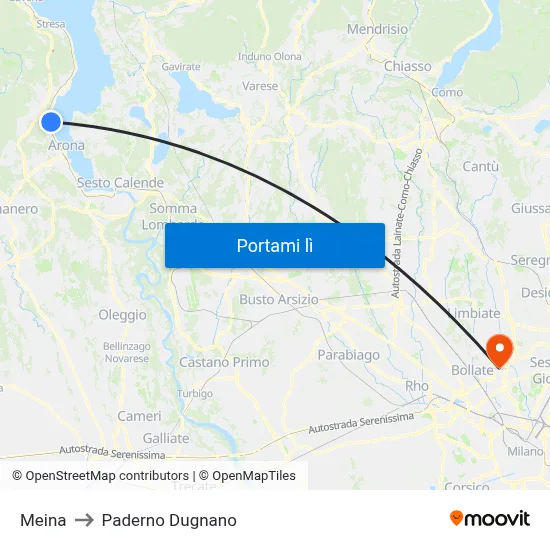 Meina to Paderno Dugnano map