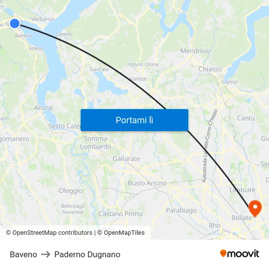 Baveno to Paderno Dugnano map