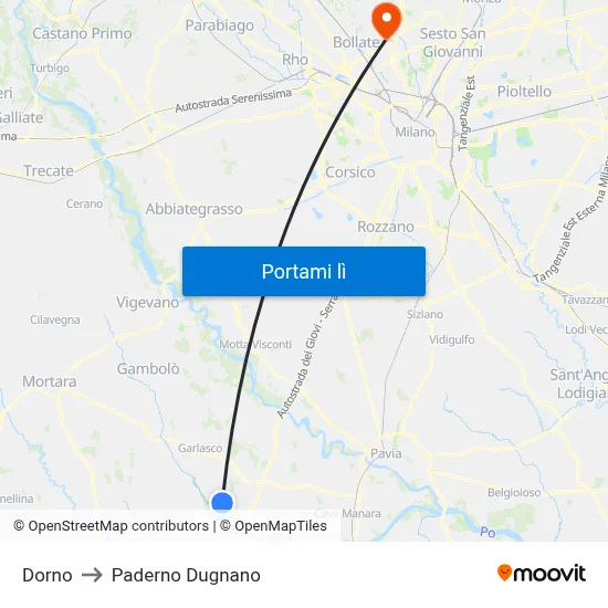 Dorno to Paderno Dugnano map