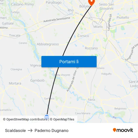 Scaldasole to Paderno Dugnano map