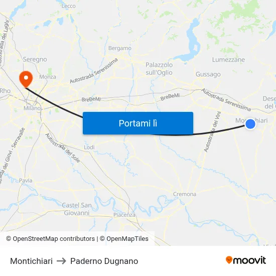 Montichiari to Paderno Dugnano map