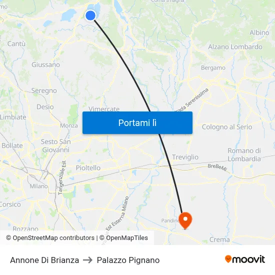 Annone Di Brianza to Palazzo Pignano map